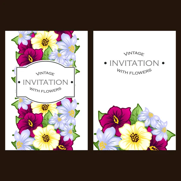 Conjunto de cartões de convite florais — Vetor de Stock