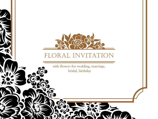 CARTE D'INVITATION FLORALE VINTAGE — Image vectorielle