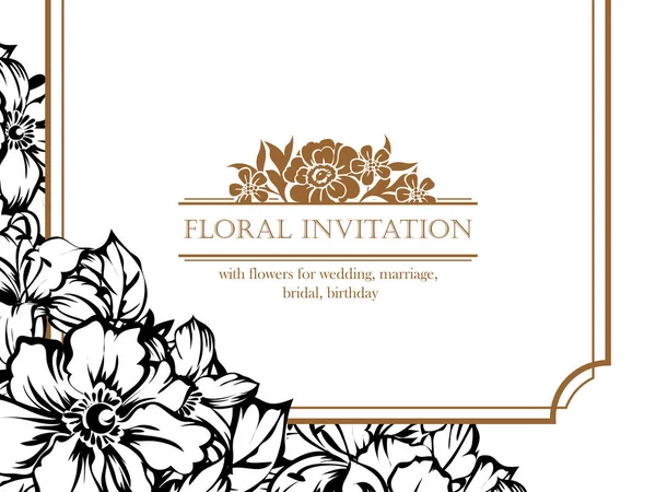 CARTE D'INVITATION FLORALE VINTAGE — Image vectorielle