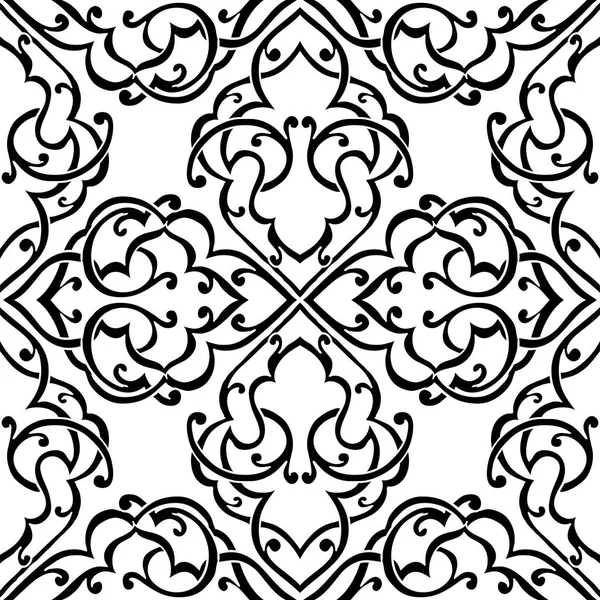 Motif orné monochrome sans couture — Image vectorielle