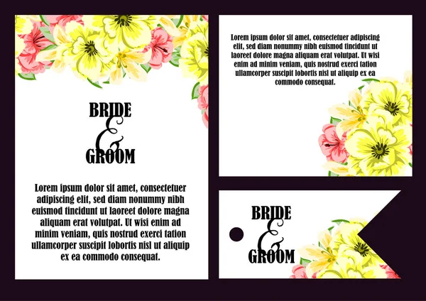 Carte d'invitation de mariage floral — Image vectorielle