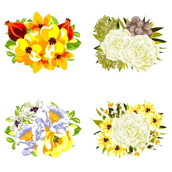 Dizi güzel renkli çiçekler — Stok Vektör