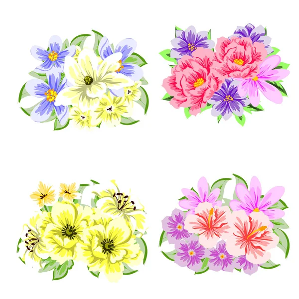 Conjunto de belas flores coloridas —  Vetores de Stock