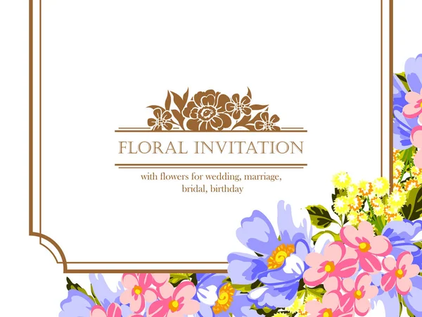 Carte d'invitation florale tendre — Image vectorielle