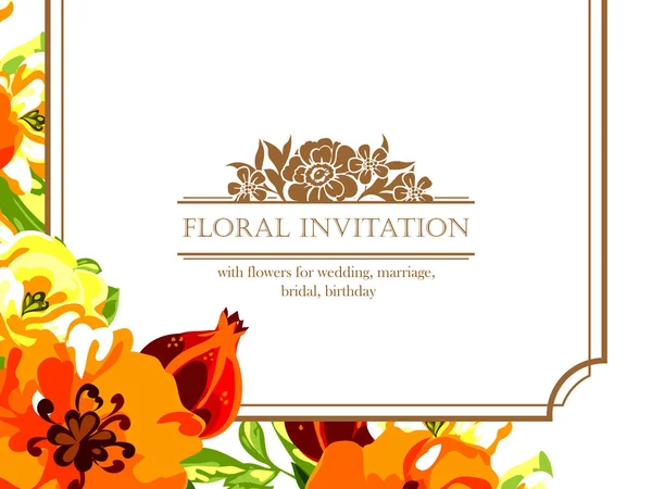 Carte d'invitation florale tendre — Image vectorielle