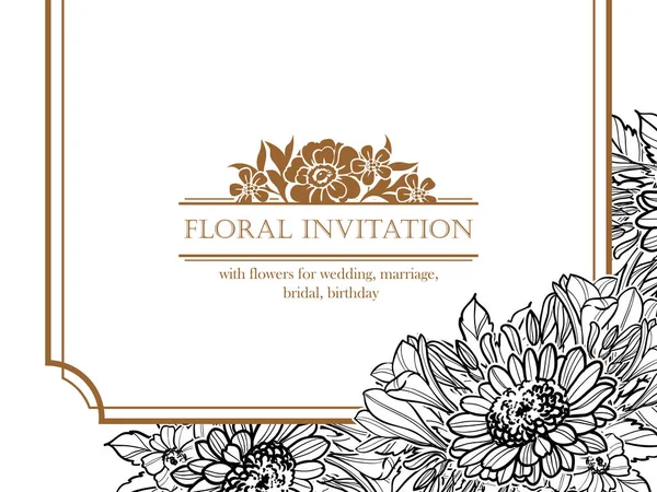 CARTE D'INVITATION FLORALE VINTAGE — Image vectorielle