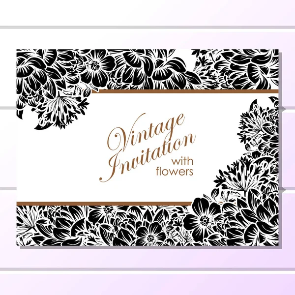 CARTE D'INVITATION FLORALE VINTAGE — Image vectorielle