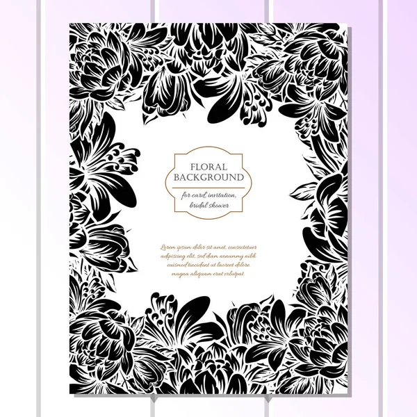 CARTE D'INVITATION FLORALE VINTAGE — Image vectorielle