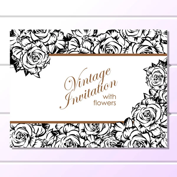 CARTE D'INVITATION FLORALE VINTAGE — Image vectorielle