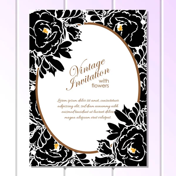 Tarjeta de invitación floral Vintage — Archivo Imágenes Vectoriales