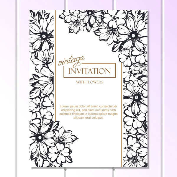 CARTE D'INVITATION FLORALE VINTAGE — Image vectorielle