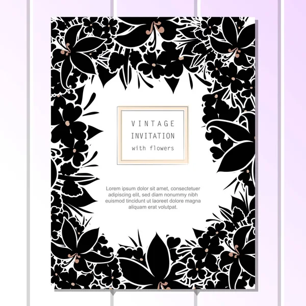 Tarjeta de invitación floral Vintage — Vector de stock