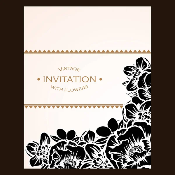 CARTE D'INVITATION FLORALE VINTAGE — Image vectorielle