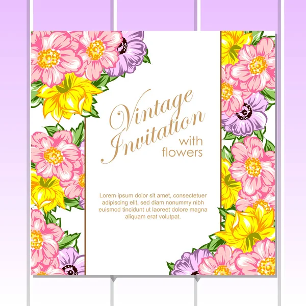 Tarjeta de invitación floral tierna — Archivo Imágenes Vectoriales