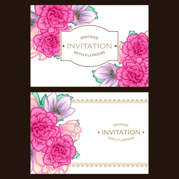 Conjunto de tarjetas de invitación floral — Archivo Imágenes Vectoriales