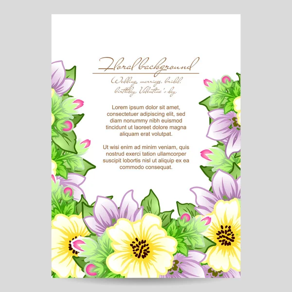 Carte d'invitation florale tendre — Image vectorielle