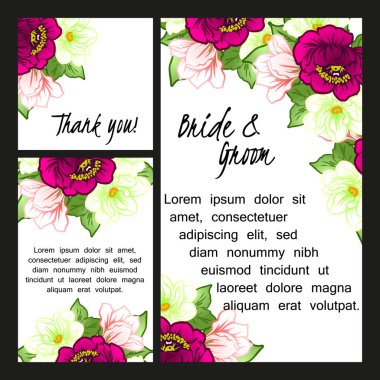 Çiçekli düğün davetiyesi.