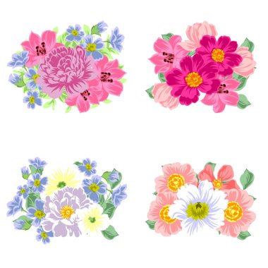 Dizi güzel renkli çiçekler