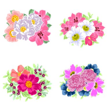 Dizi güzel renkli çiçekler