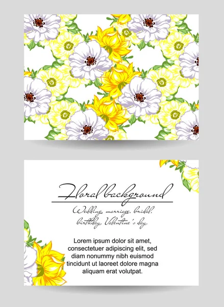 Tarjeta de invitación floral tierna — Vector de stock