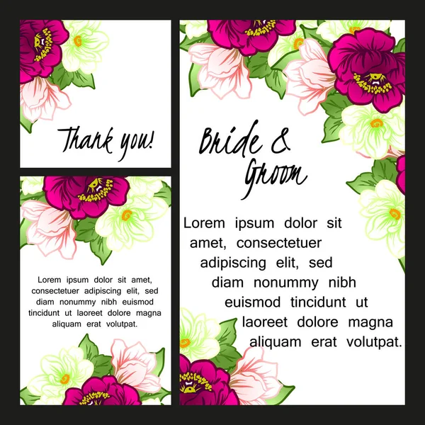 Çiçekli düğün davetiyesi.