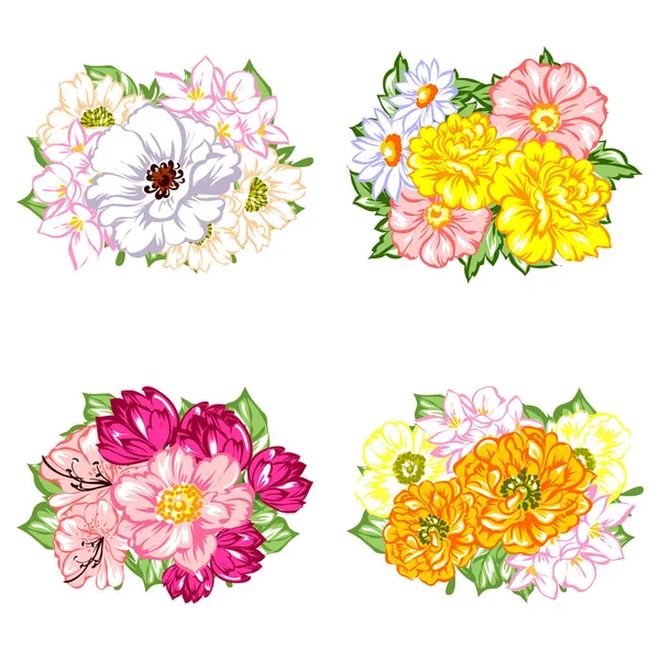 Set of beautiful colorful flowers — Stock Vector