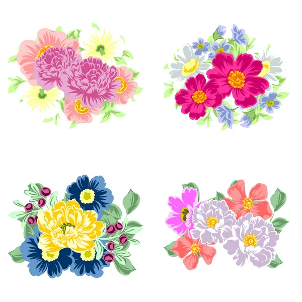 Set of beautiful colorful flowers — Stock Vector