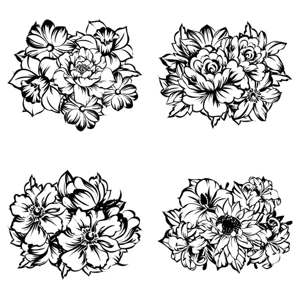 Verzameling van mooie sierlijke bloemen — Stockvector