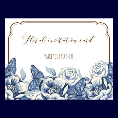Vintage çiçek davetiye