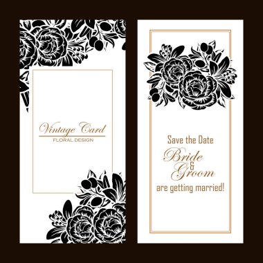 Vintage floral wedding invitation card clipart