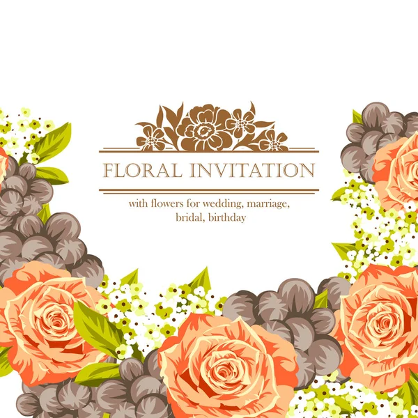 Carte d'invitation florale tendre — Image vectorielle