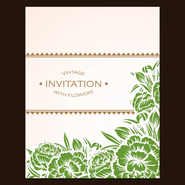 CARTE D'INVITATION FLORALE VINTAGE — Image vectorielle