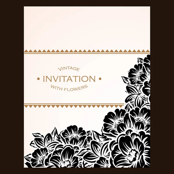 CARTE D'INVITATION FLORALE VINTAGE — Image vectorielle