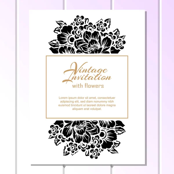 Blumengeschmückte Einladungskarte — Stockvektor