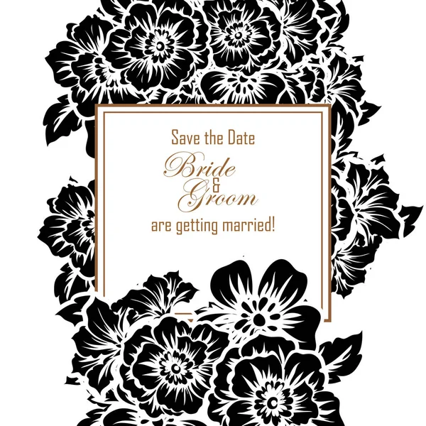 Vintage floral wedding invitation card — Stock Vector