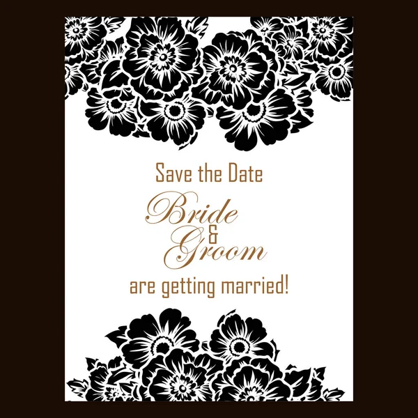 Вінтажна квіткова листівка запрошення на весілля — стоковий вектор