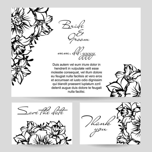 Vintage floral wedding invitation card — Stock Vector