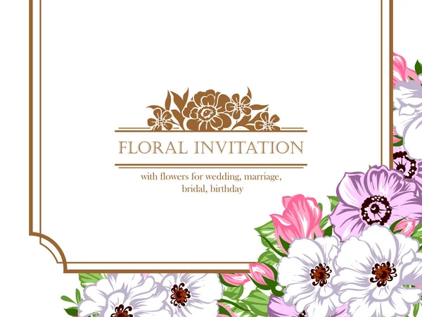 Carte d'invitation florale tendre — Image vectorielle