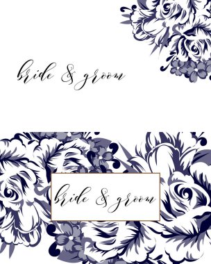 çiçek düğün davetiye kartı