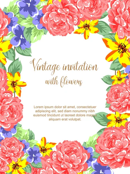 Tarjeta de invitación floral tierna — Vector de stock