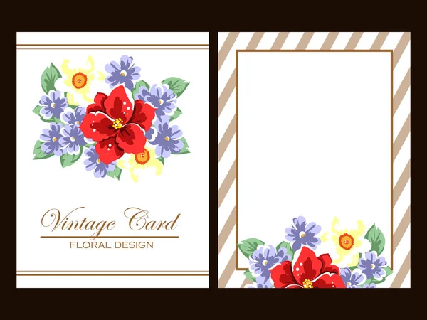 Conjunto de tarjetas de invitación floral — Vector de stock