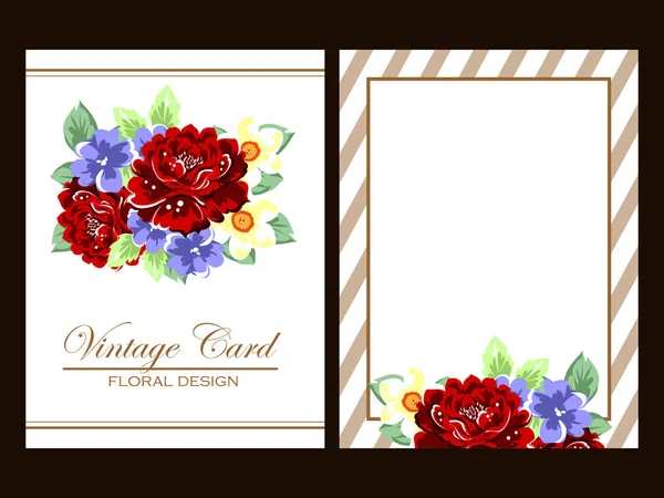 Conjunto de tarjetas de invitación floral — Vector de stock