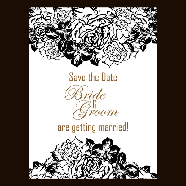 Tarjeta de invitación de boda floral vintage — Vector de stock