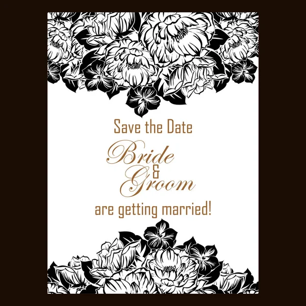 Tarjeta de invitación de boda floral vintage — Archivo Imágenes Vectoriales