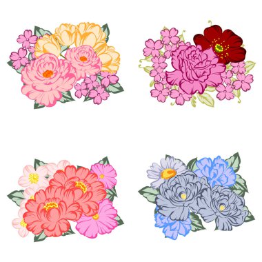 Dizi güzel renkli çiçekler