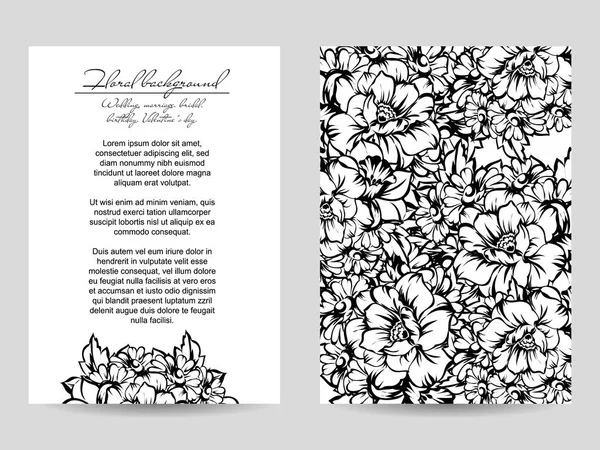 Set van bloemen uitnodigingskaarten — Stockvector