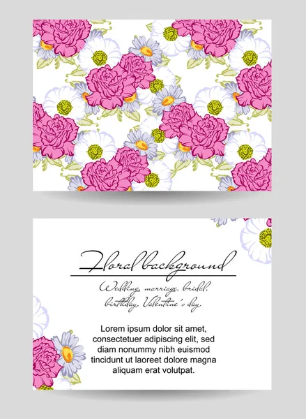 Conjunto de tarjetas de invitación floral — Vector de stock