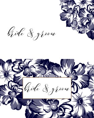 çiçek düğün davetiye kartı