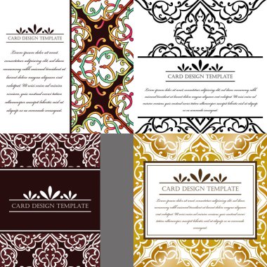 Süslü sanat davetiye kartları seti