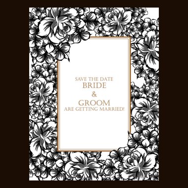 çiçek düğün davetiye kartı